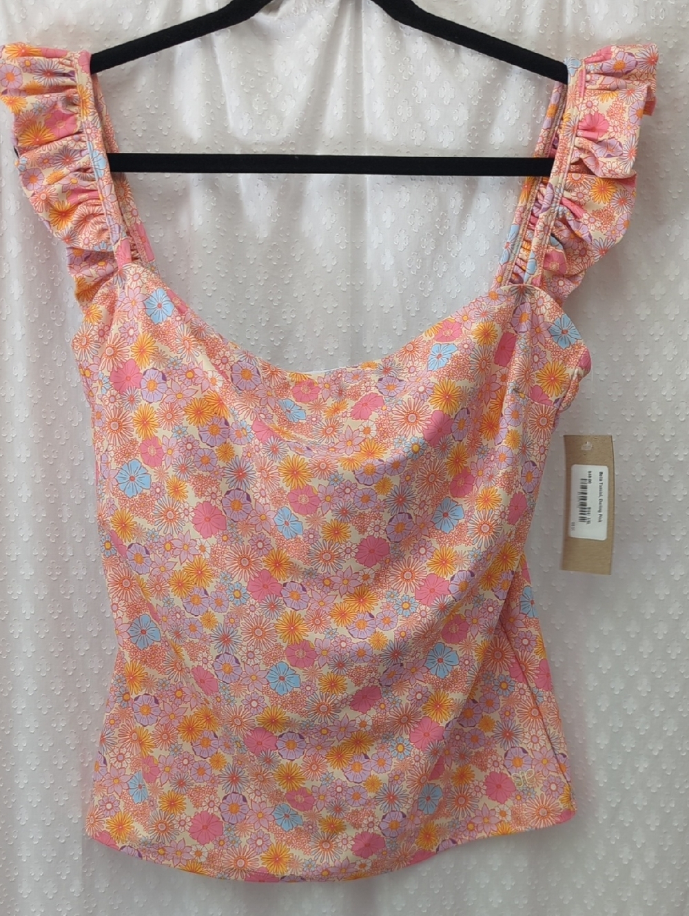 Albion Bella Tankini Darling Pink Floral Ruffle Straps Women's XXL NWT